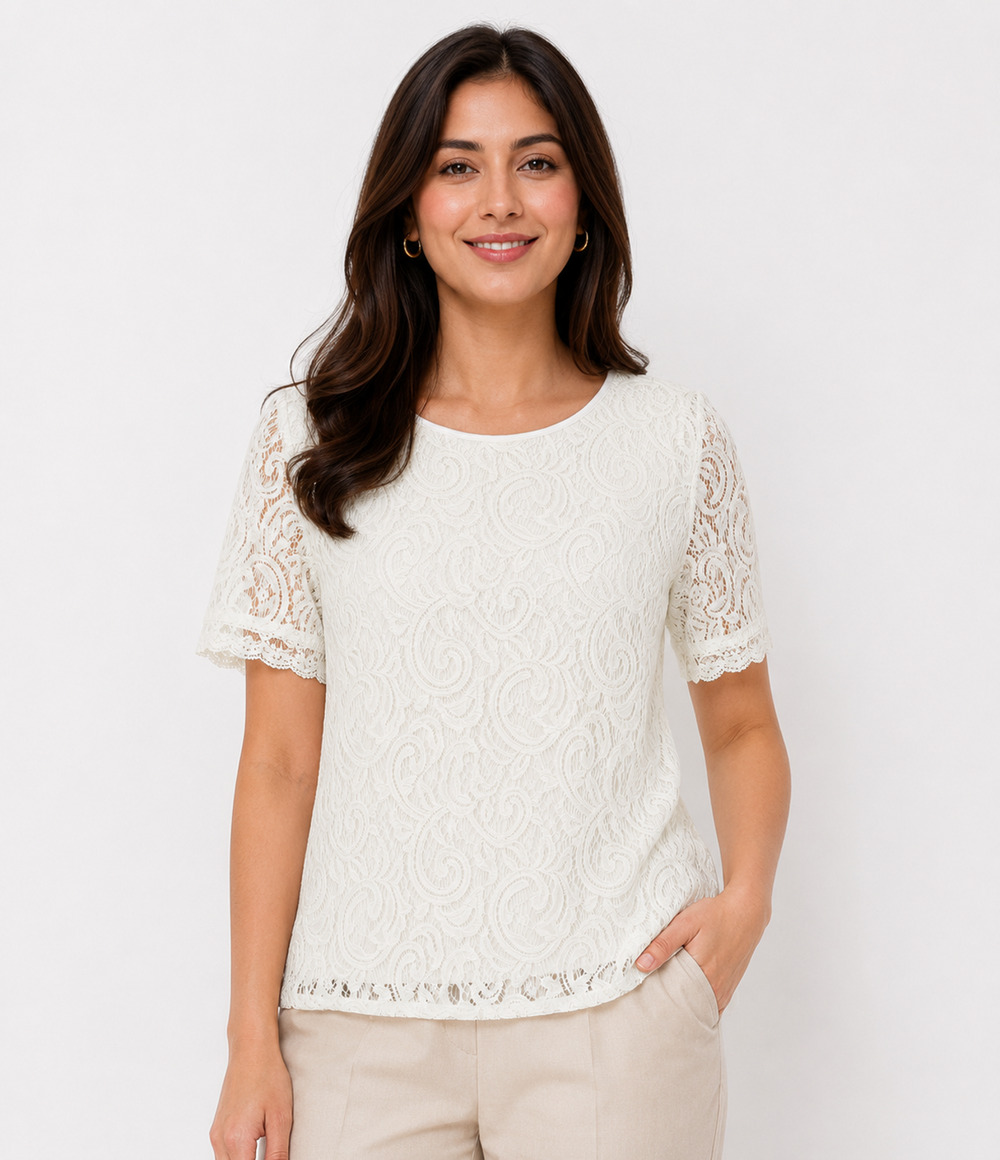 Adrianna Papell Women's Top Size L Lined Lace Casual Club Office Siren Career